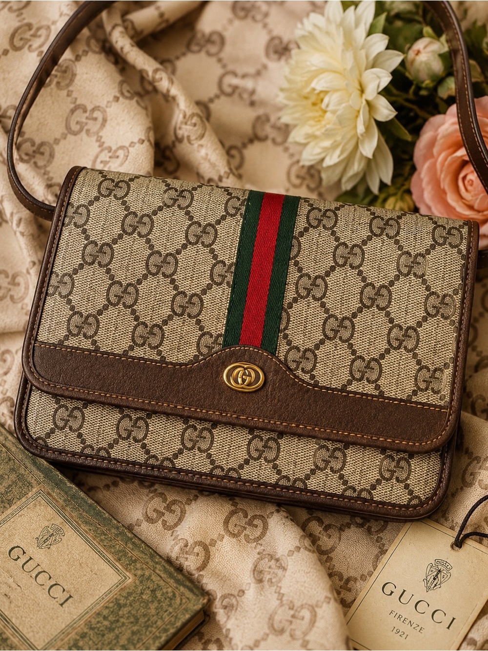 Authentic Vintage Gucci GG Supreme Sherry Web Crossbody Bag Rare Accessory Colle